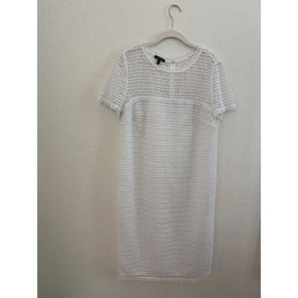 Escada White Fringe Trimmed Shift Dress - size 10 (40) - Picture 2 of 11